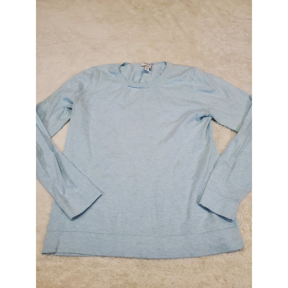 J. Crew Light Blue Teddie Cotton Sweater Medium Casual Basic Preppy Classic